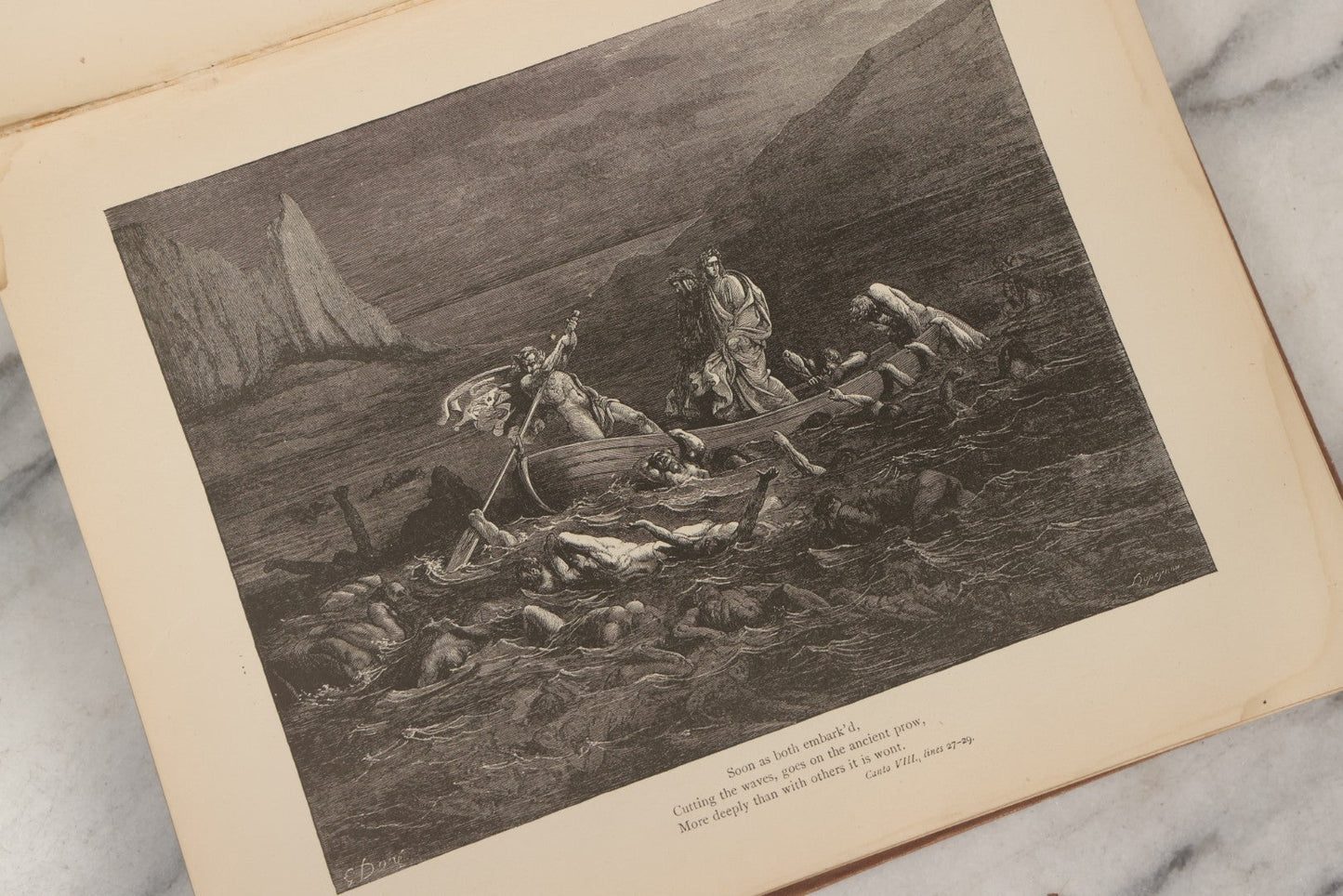Lot 007 - "Dante's Inferno" Antique Illustrated Verse Book Translated From The Original Of Dante Alighieri, Illustrated By Gustave Doré, Published By Henry Altemus, Philadelphia, Pennsylvania, Circa 1888, Note Red Marks Throughout