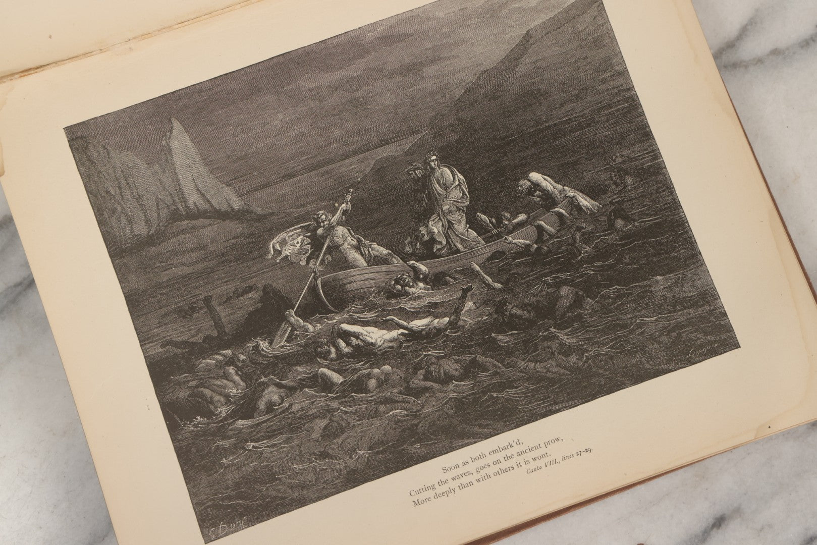 Lot 007 - "Dante's Inferno" Antique Illustrated Verse Book Translated From The Original Of Dante Alighieri, Illustrated By Gustave Doré, Published By Henry Altemus, Philadelphia, Pennsylvania, Circa 1888, Note Red Marks Throughout