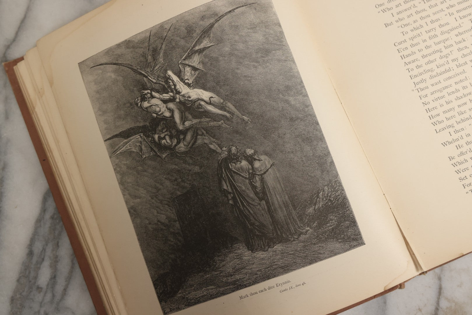 Lot 007 - "Dante's Inferno" Antique Illustrated Verse Book Translated From The Original Of Dante Alighieri, Illustrated By Gustave Doré, Published By Henry Altemus, Philadelphia, Pennsylvania, Circa 1888, Note Red Marks Throughout