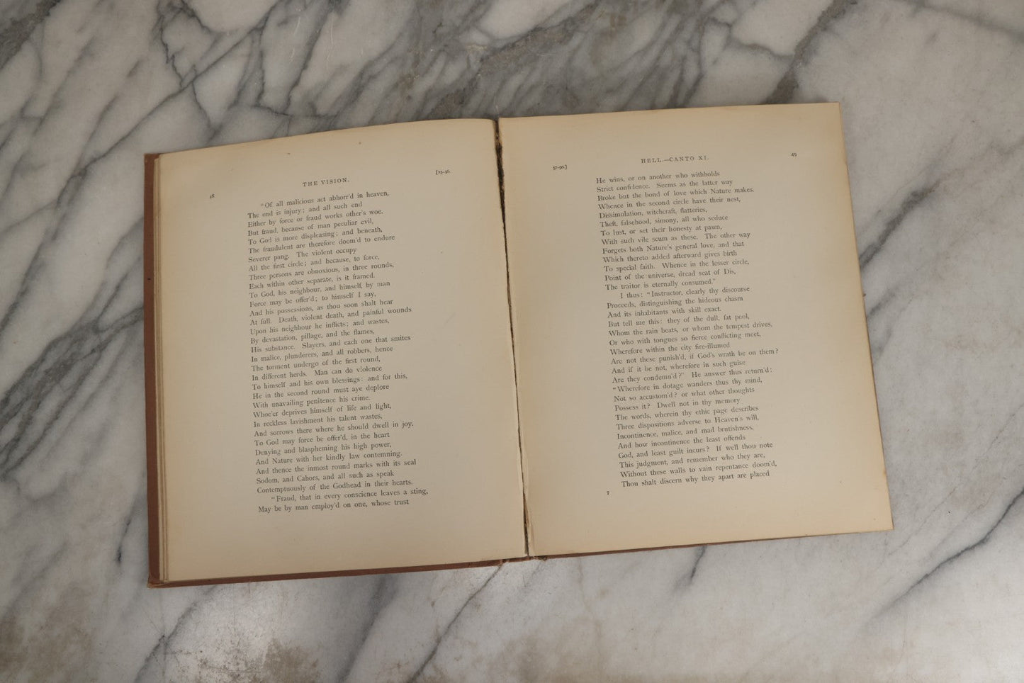 Lot 007 - "Dante's Inferno" Antique Illustrated Verse Book Translated From The Original Of Dante Alighieri, Illustrated By Gustave Doré, Published By Henry Altemus, Philadelphia, Pennsylvania, Circa 1888, Note Red Marks Throughout