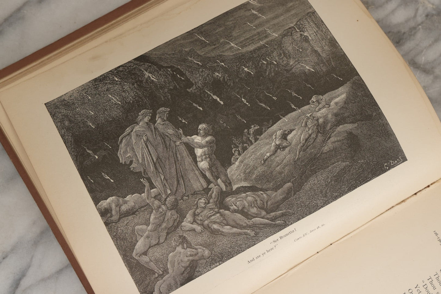 Lot 007 - "Dante's Inferno" Antique Illustrated Verse Book Translated From The Original Of Dante Alighieri, Illustrated By Gustave Doré, Published By Henry Altemus, Philadelphia, Pennsylvania, Circa 1888, Note Red Marks Throughout