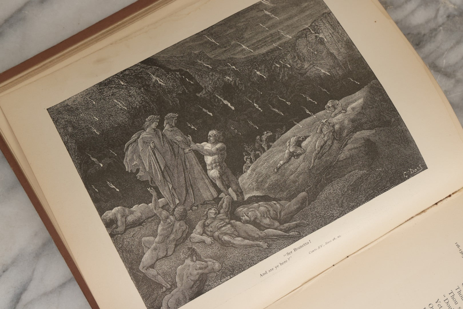 Lot 007 - "Dante's Inferno" Antique Illustrated Verse Book Translated From The Original Of Dante Alighieri, Illustrated By Gustave Doré, Published By Henry Altemus, Philadelphia, Pennsylvania, Circa 1888, Note Red Marks Throughout