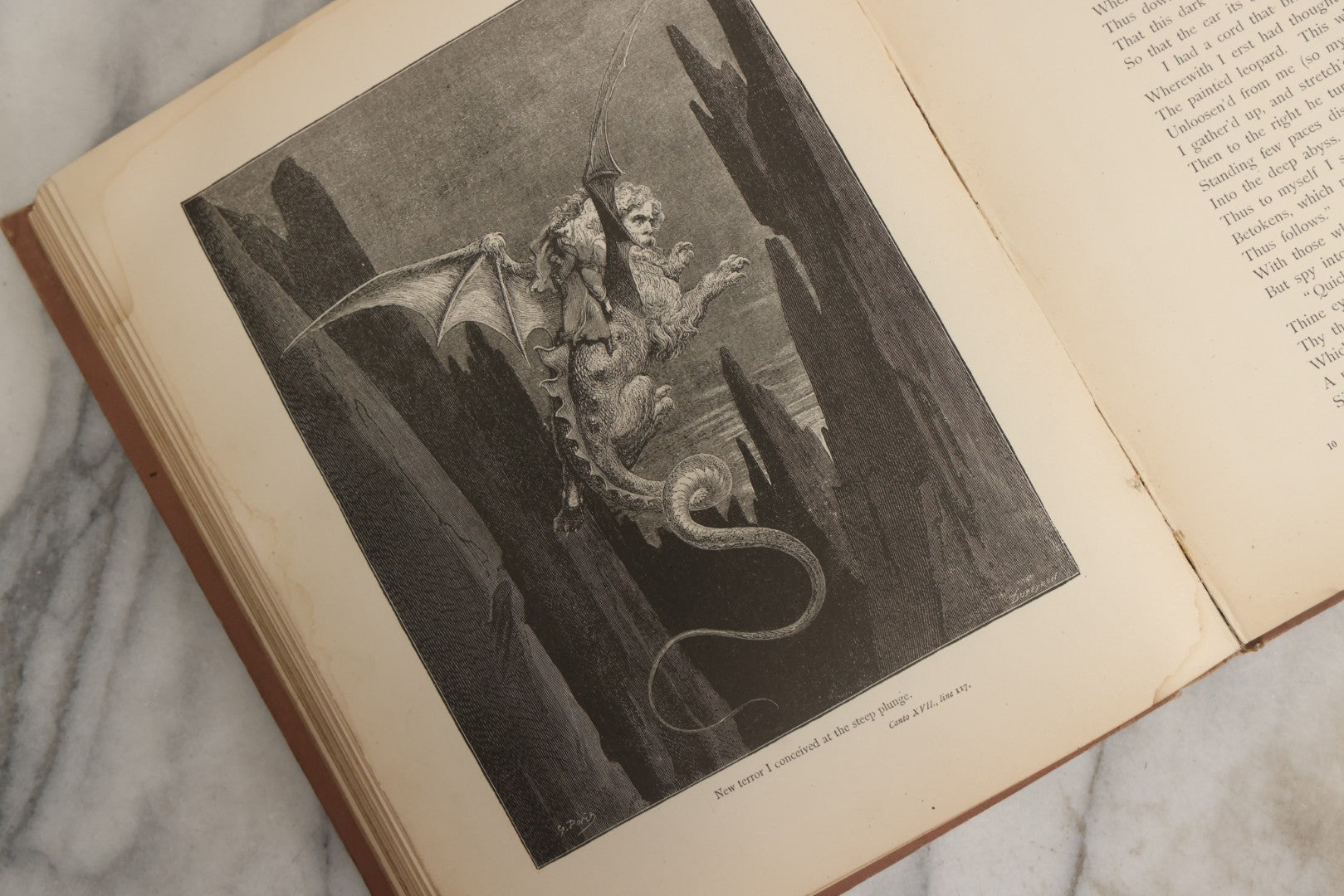 Lot 007 - "Dante's Inferno" Antique Illustrated Verse Book Translated From The Original Of Dante Alighieri, Illustrated By Gustave Doré, Published By Henry Altemus, Philadelphia, Pennsylvania, Circa 1888, Note Red Marks Throughout