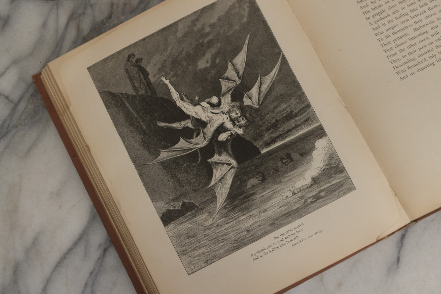 Lot 007 - "Dante's Inferno" Antique Illustrated Verse Book Translated From The Original Of Dante Alighieri, Illustrated By Gustave Doré, Published By Henry Altemus, Philadelphia, Pennsylvania, Circa 1888, Note Red Marks Throughout