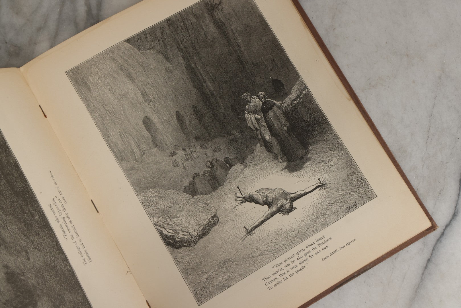 Lot 007 - "Dante's Inferno" Antique Illustrated Verse Book Translated From The Original Of Dante Alighieri, Illustrated By Gustave Doré, Published By Henry Altemus, Philadelphia, Pennsylvania, Circa 1888, Note Red Marks Throughout