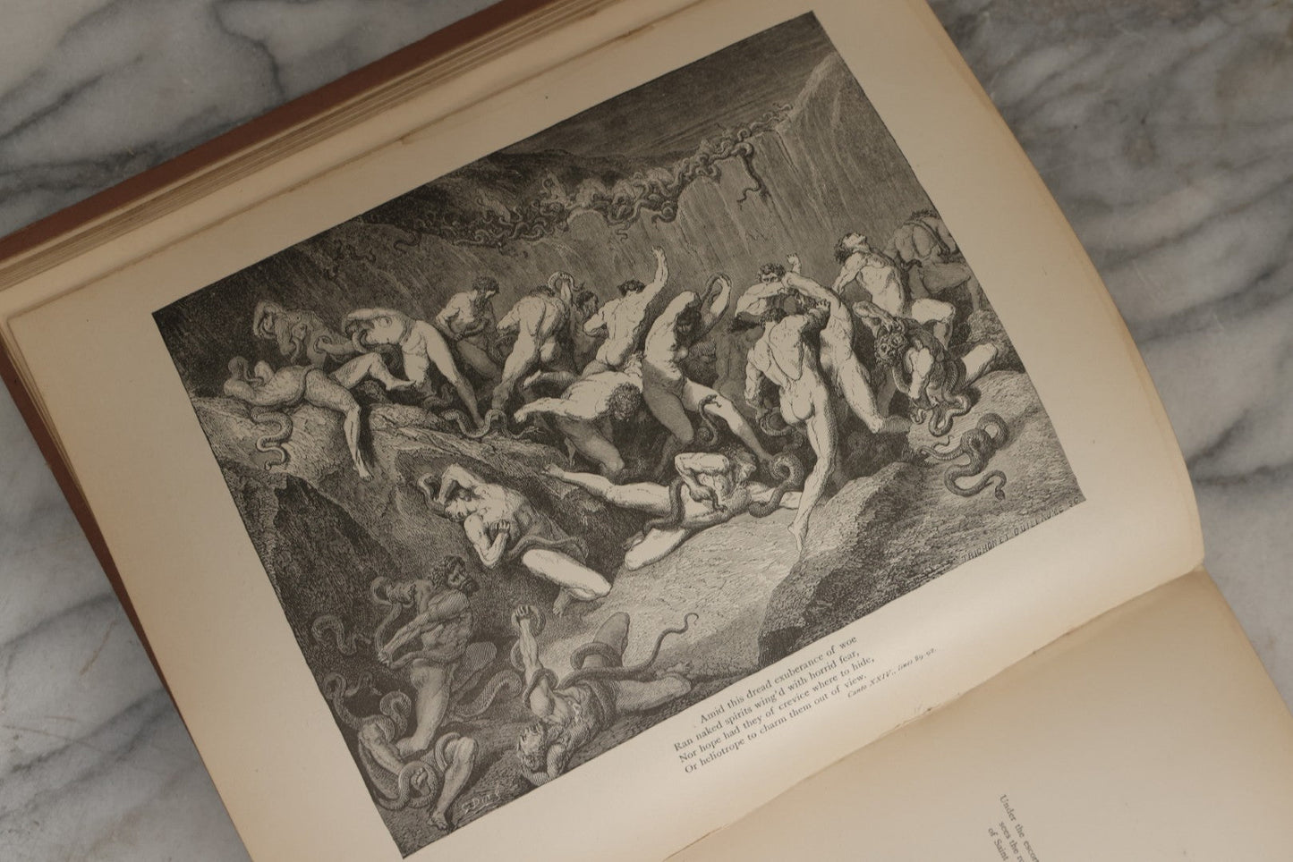 Lot 007 - "Dante's Inferno" Antique Illustrated Verse Book Translated From The Original Of Dante Alighieri, Illustrated By Gustave Doré, Published By Henry Altemus, Philadelphia, Pennsylvania, Circa 1888, Note Red Marks Throughout