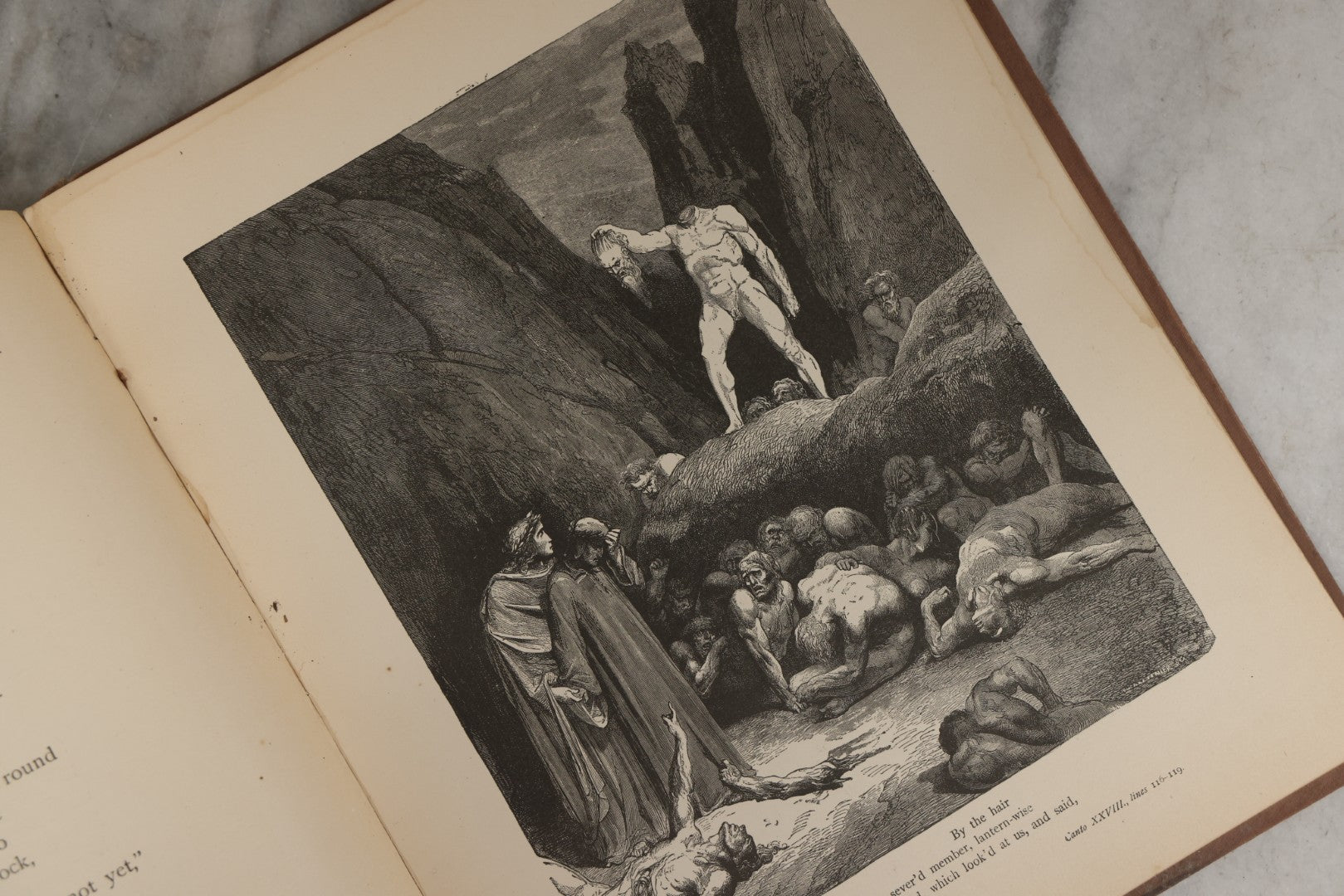 Lot 007 - "Dante's Inferno" Antique Illustrated Verse Book Translated From The Original Of Dante Alighieri, Illustrated By Gustave Doré, Published By Henry Altemus, Philadelphia, Pennsylvania, Circa 1888, Note Red Marks Throughout