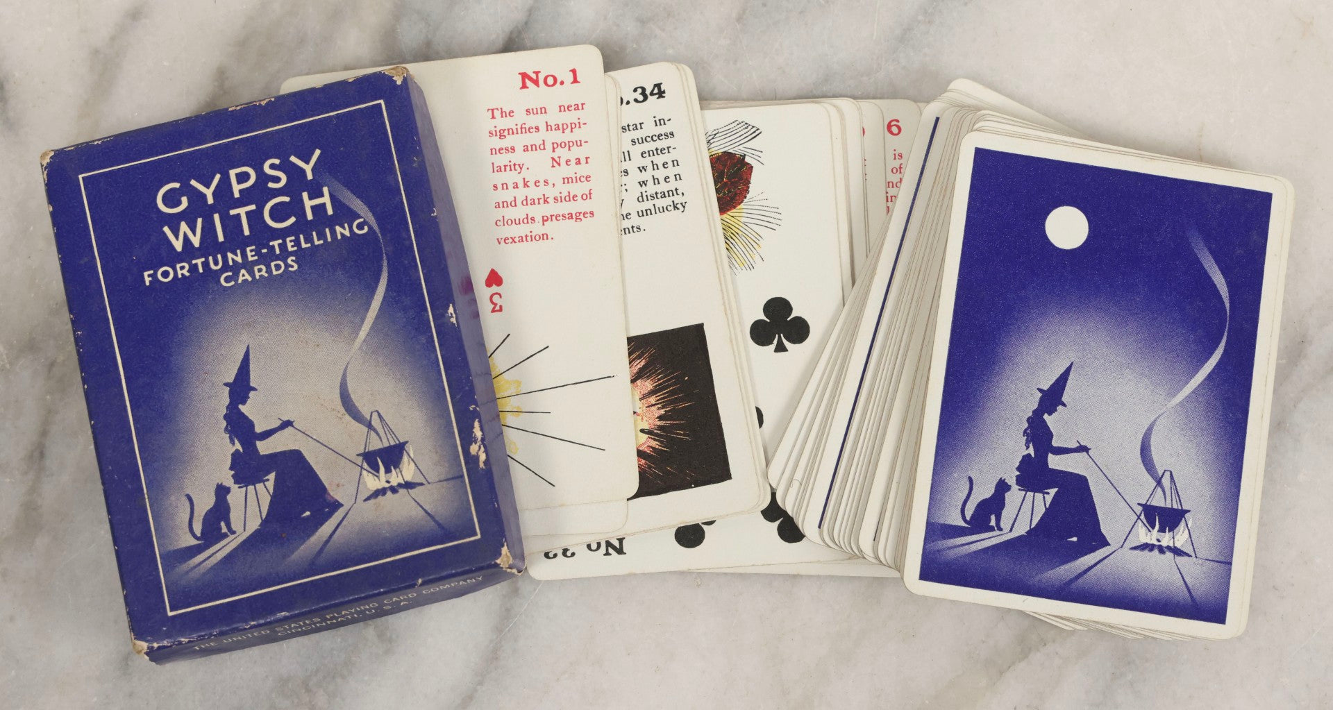 Lot 011 - Vintage Gypsy Witch Fortune-Telling Cards Complete Deck Of 52 Cards Plus Joker, United States Playing Card Company, Cincinnati, U.S.A..