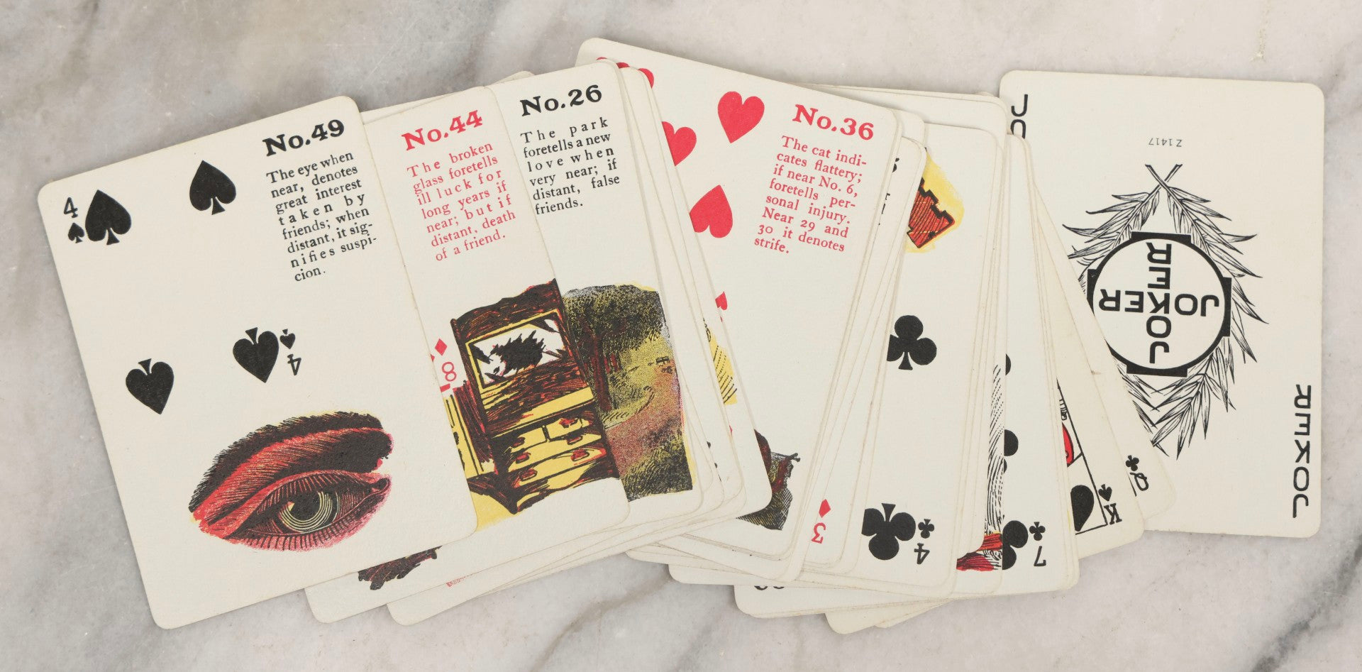 Lot 011 - Vintage Gypsy Witch Fortune-Telling Cards Complete Deck Of 52 Cards Plus Joker, United States Playing Card Company, Cincinnati, U.S.A..