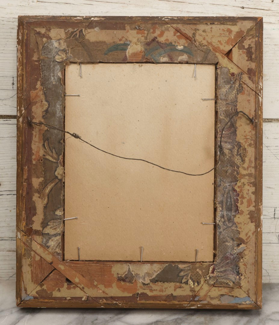 Lot 013 - Antique Engraving “The Husband's Grave” By John Sartain After Thomas Creswick, Circa 1855, In Worn Gilded Gesso Frame