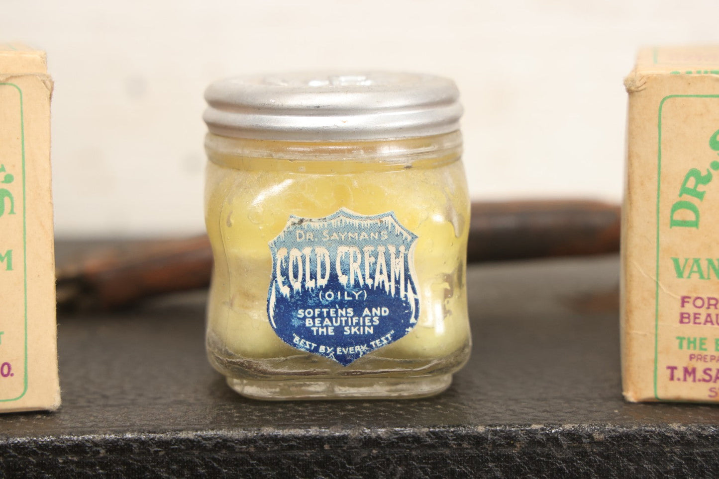 Lot 016 - Antique Traveling Salesman's Patent Medicine Case With Extensive Contents From T.M. Sayman Products Co., St. Louis, Missouri — Nos Vanishing Creams, Flavoring Extracts, Remedies, Ephemera & Sales Ledger