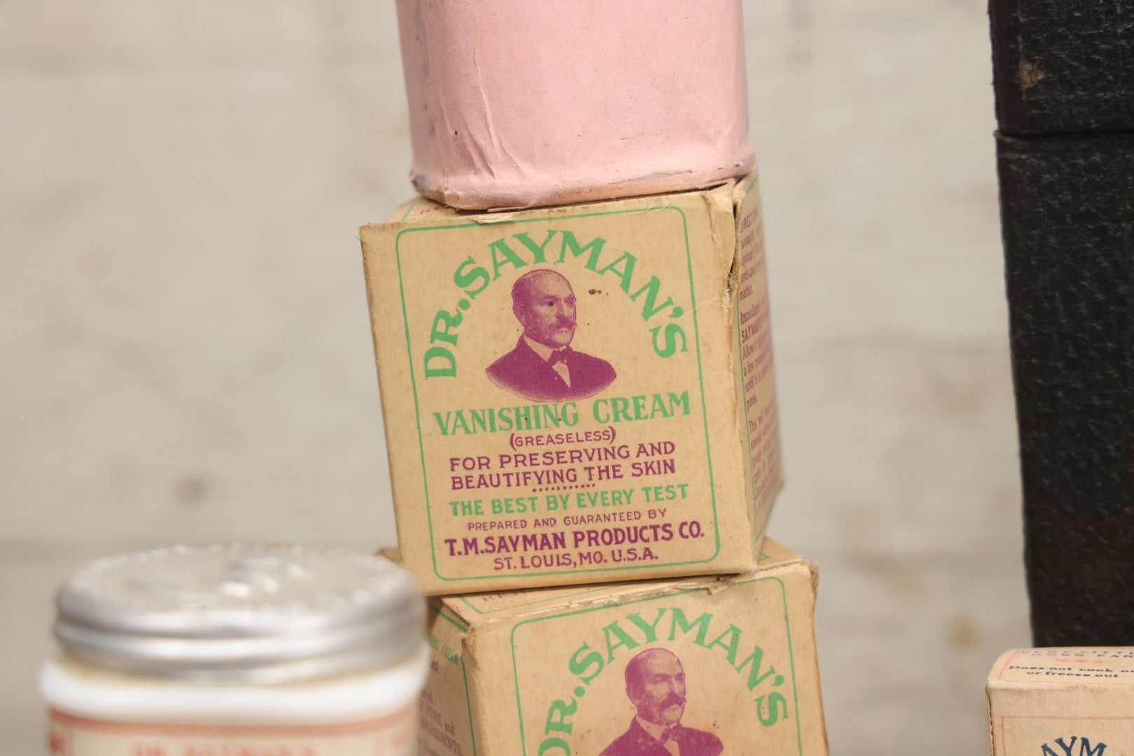 Lot 016 - Antique Traveling Salesman's Patent Medicine Case With Extensive Contents From T.M. Sayman Products Co., St. Louis, Missouri — Nos Vanishing Creams, Flavoring Extracts, Remedies, Ephemera & Sales Ledger