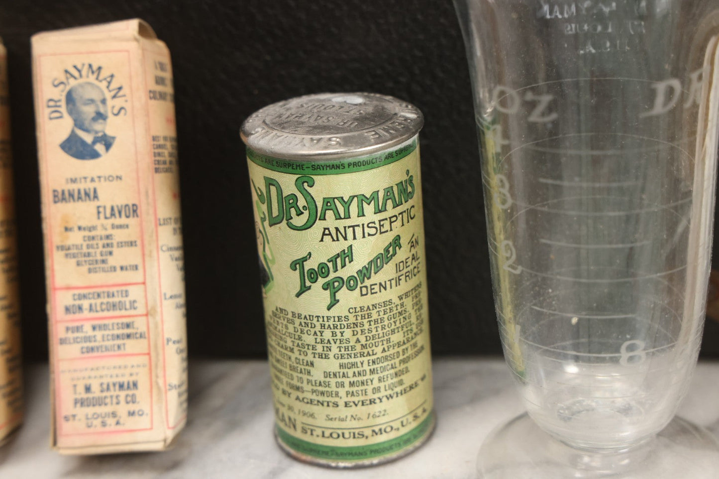 Lot 016 - Antique Traveling Salesman's Patent Medicine Case With Extensive Contents From T.M. Sayman Products Co., St. Louis, Missouri — Nos Vanishing Creams, Flavoring Extracts, Remedies, Ephemera & Sales Ledger