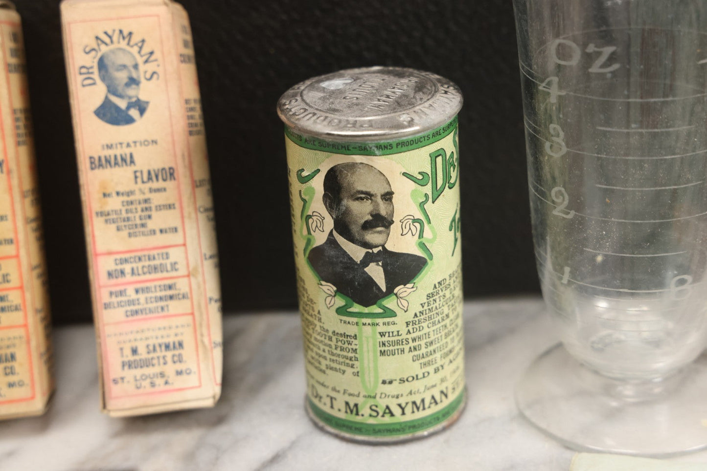 Lot 016 - Antique Traveling Salesman's Patent Medicine Case With Extensive Contents From T.M. Sayman Products Co., St. Louis, Missouri — Nos Vanishing Creams, Flavoring Extracts, Remedies, Ephemera & Sales Ledger
