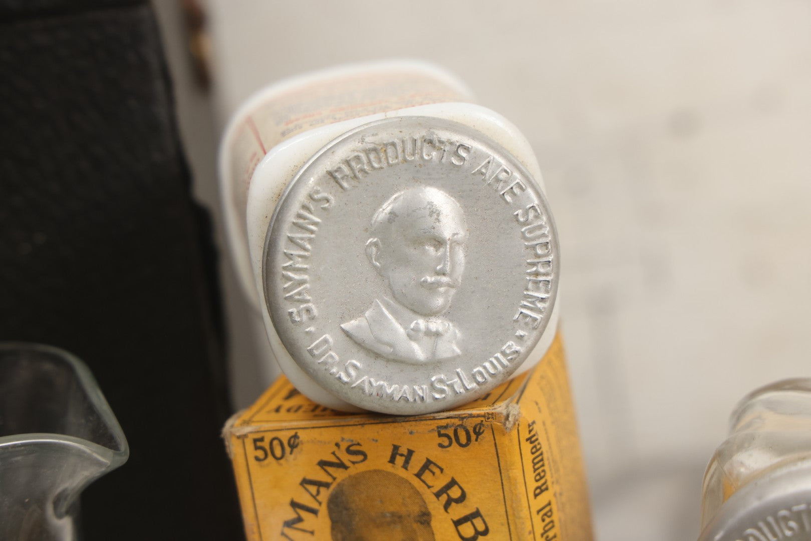 Lot 016 - Antique Traveling Salesman's Patent Medicine Case With Extensive Contents From T.M. Sayman Products Co., St. Louis, Missouri — Nos Vanishing Creams, Flavoring Extracts, Remedies, Ephemera & Sales Ledger