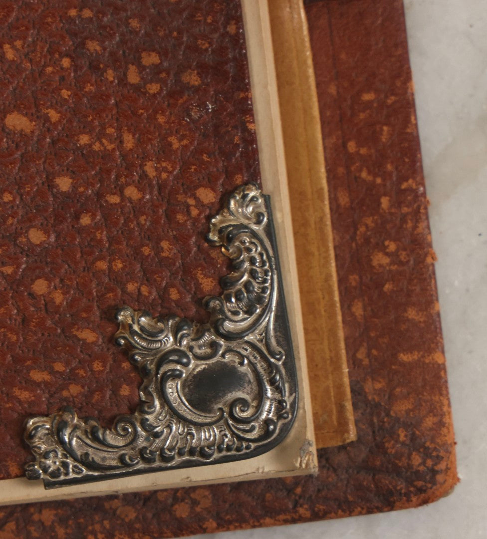 Lot 019 - Antique Leather-Covered Prescription Pad Belonging To Charles A. Carlton, M.D., Salem, Massachusetts, With Decorative Sterling Silver Corners And Unused Prescription Paper