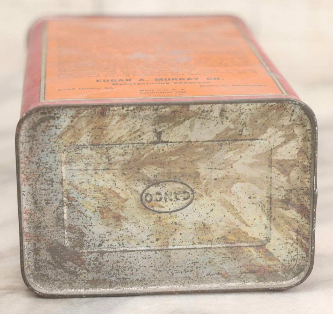 Lot 020 - Antique Edgar A. Murray's No. 1 Roach Doom Kills Roaches Tin, 16oz Insecticide Powder Container With Original Graphics, Established 1895, Made In USA, 6-1/8" H