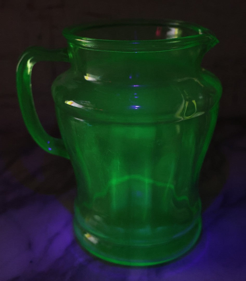 Lot 021 - Antique Uranium Glass Pitcher With Paneled Form, Glows Under Blacklight, Note Chip On Spout And Stress Crack On Handle