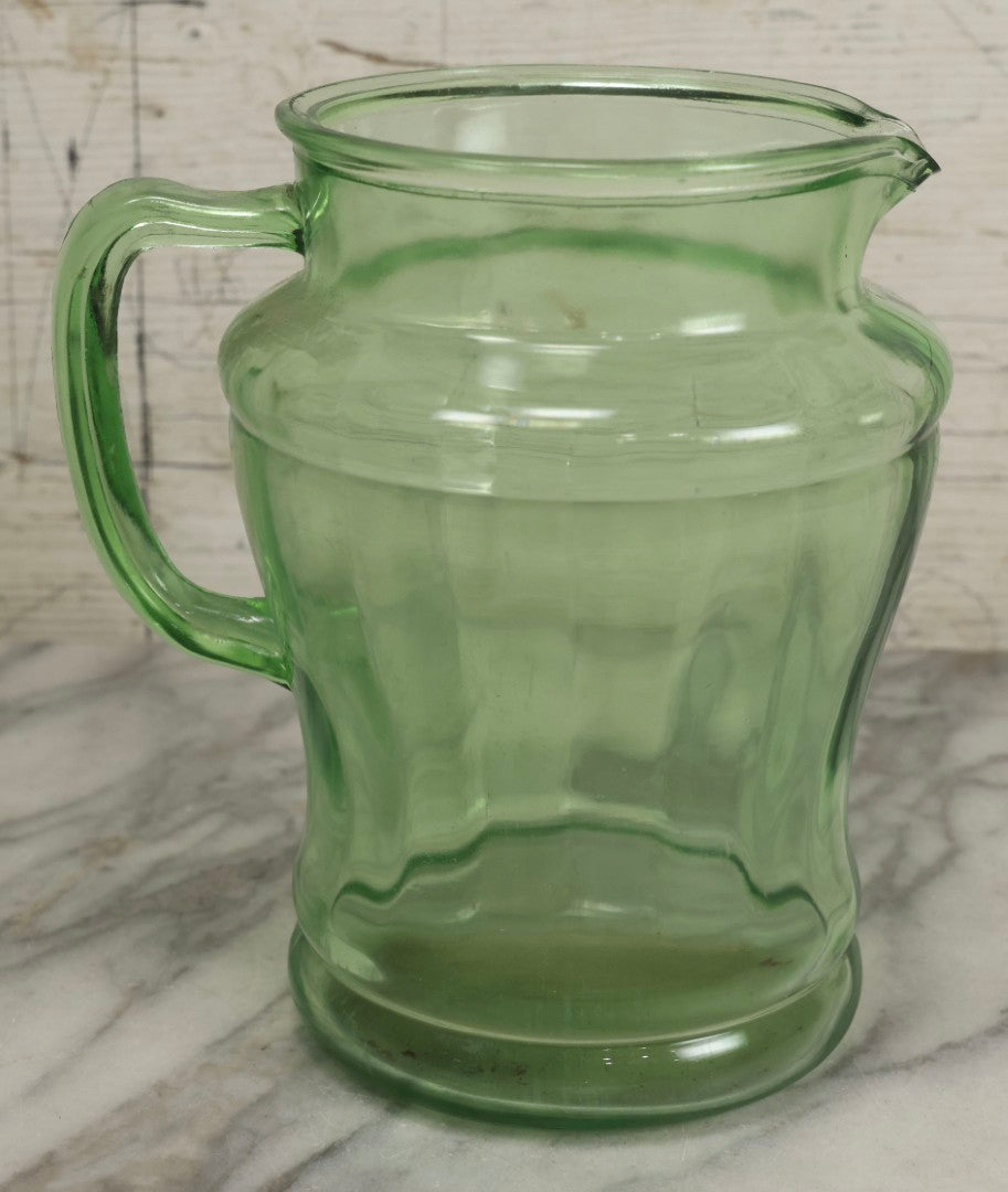 Lot 021 - Antique Uranium Glass Pitcher With Paneled Form, Glows Under Blacklight, Note Chip On Spout And Stress Crack On Handle