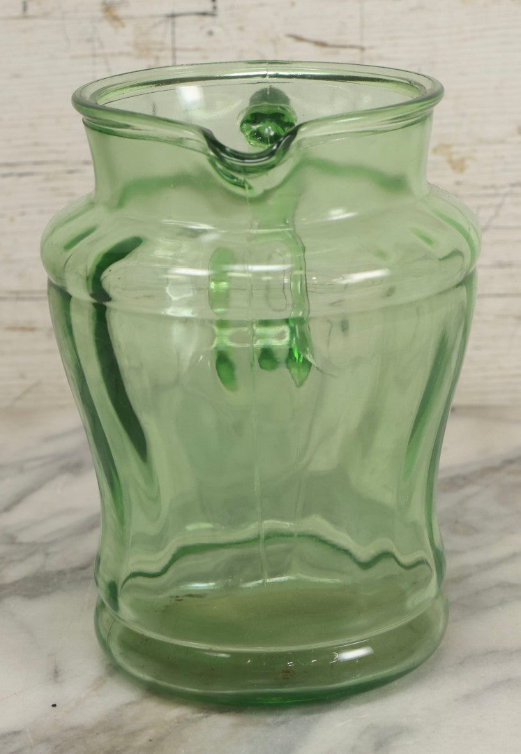 Lot 021 - Antique Uranium Glass Pitcher With Paneled Form, Glows Under Blacklight, Note Chip On Spout And Stress Crack On Handle