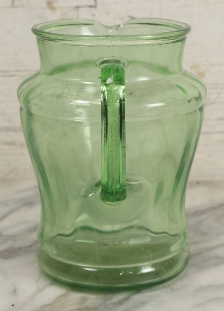 Lot 021 - Antique Uranium Glass Pitcher With Paneled Form, Glows Under Blacklight, Note Chip On Spout And Stress Crack On Handle