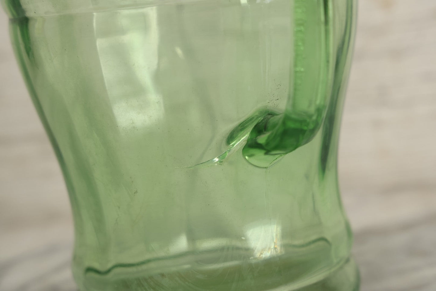 Lot 021 - Antique Uranium Glass Pitcher With Paneled Form, Glows Under Blacklight, Note Chip On Spout And Stress Crack On Handle