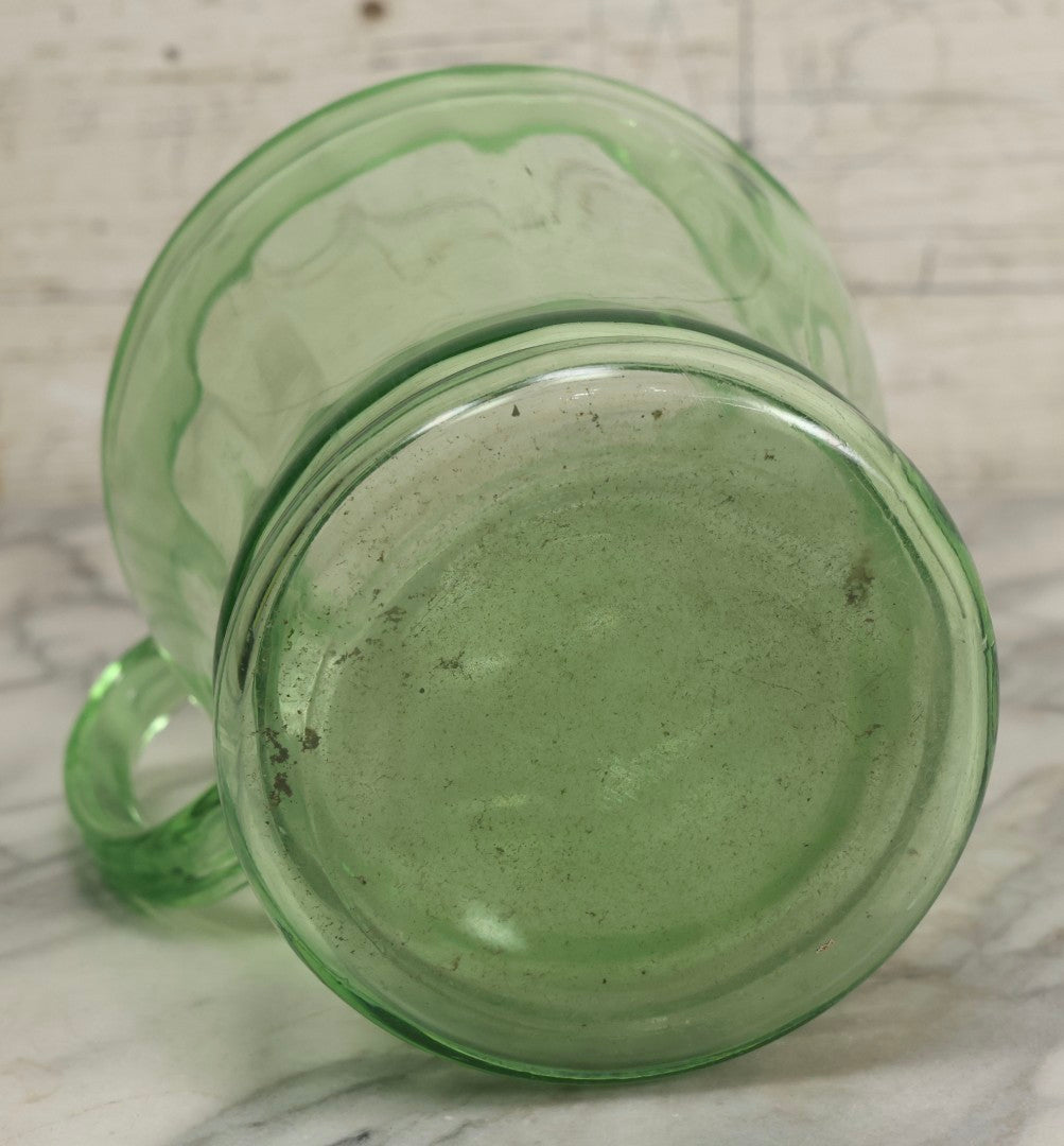 Lot 021 - Antique Uranium Glass Pitcher With Paneled Form, Glows Under Blacklight, Note Chip On Spout And Stress Crack On Handle