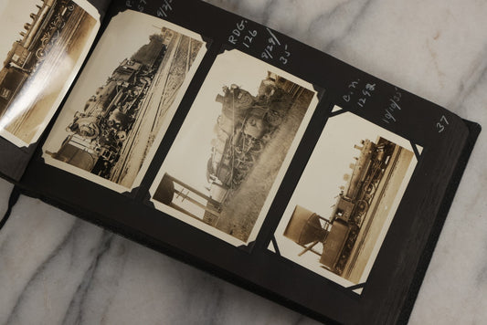 Lot 024 - Extensive Vintage 1934–1936 Snapshot Photograph Album Documenting Locomotives And Trains In The Eastern United States, 200+ Images With Detailed Handwritten Annotations