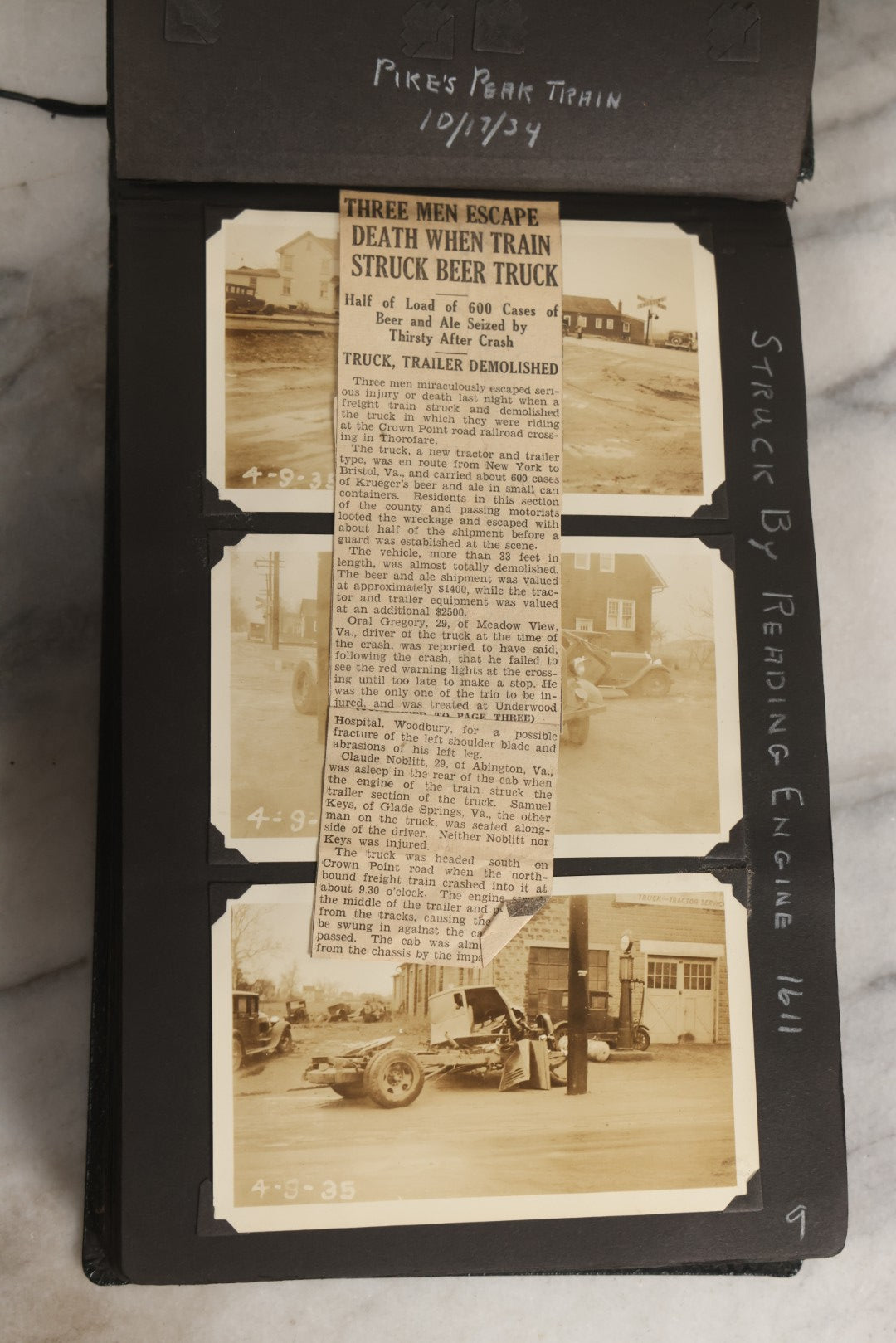 Lot 024 - Extensive Vintage 1934–1936 Snapshot Photograph Album Documenting Locomotives And Trains In The Eastern United States, 200+ Images With Detailed Handwritten Annotations