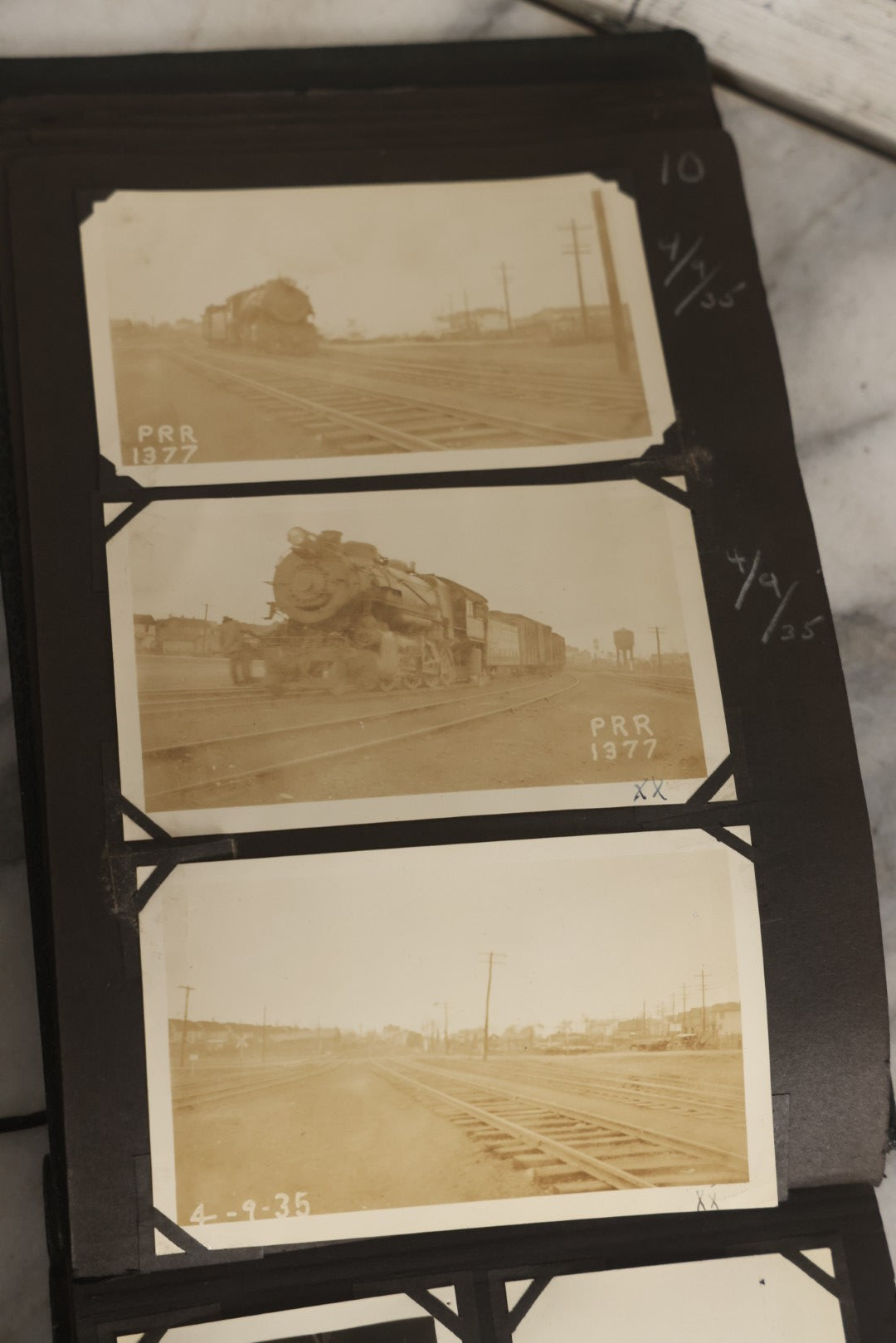 Lot 024 - Extensive Vintage 1934–1936 Snapshot Photograph Album Documenting Locomotives And Trains In The Eastern United States, 200+ Images With Detailed Handwritten Annotations