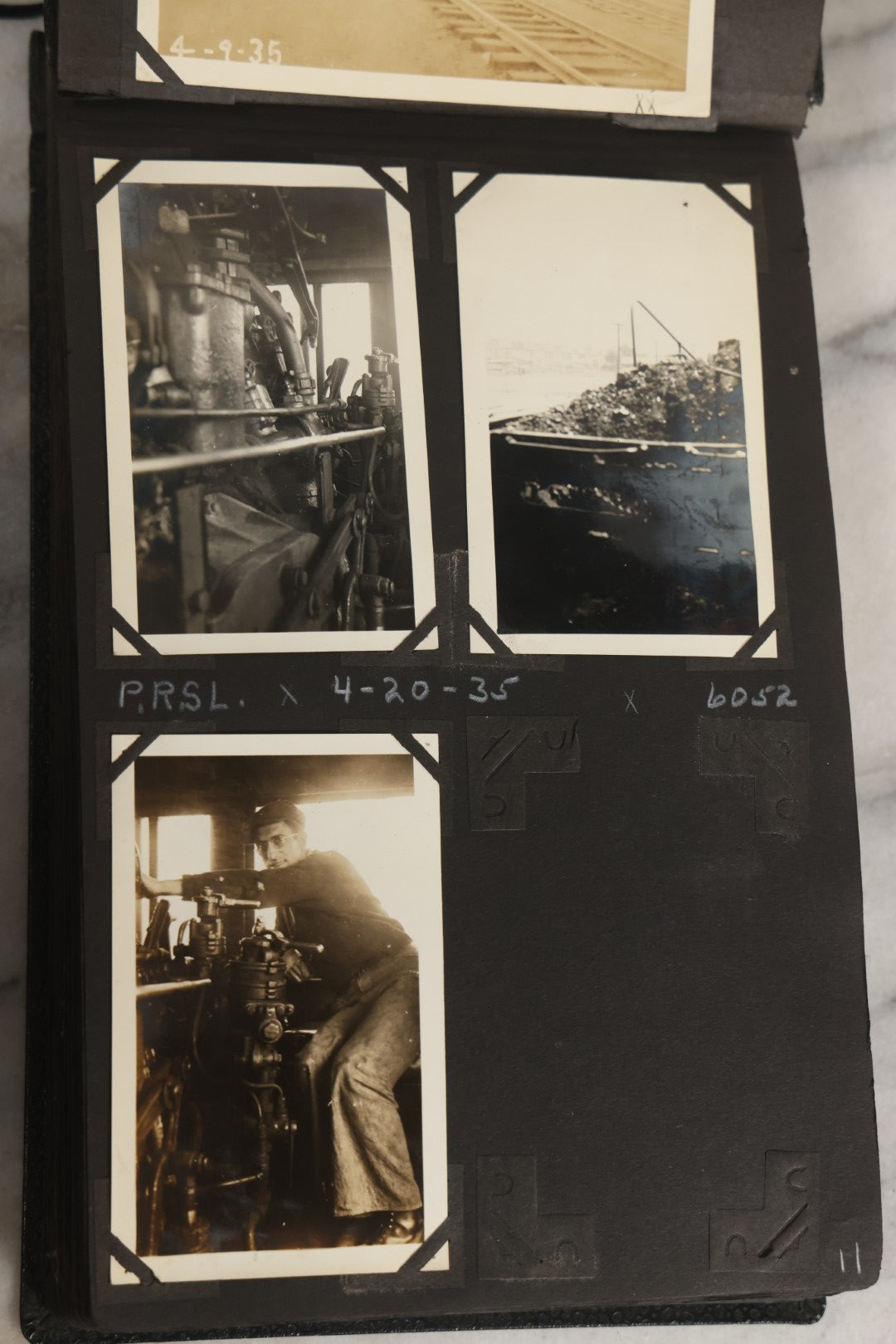 Lot 024 - Extensive Vintage 1934–1936 Snapshot Photograph Album Documenting Locomotives And Trains In The Eastern United States, 200+ Images With Detailed Handwritten Annotations