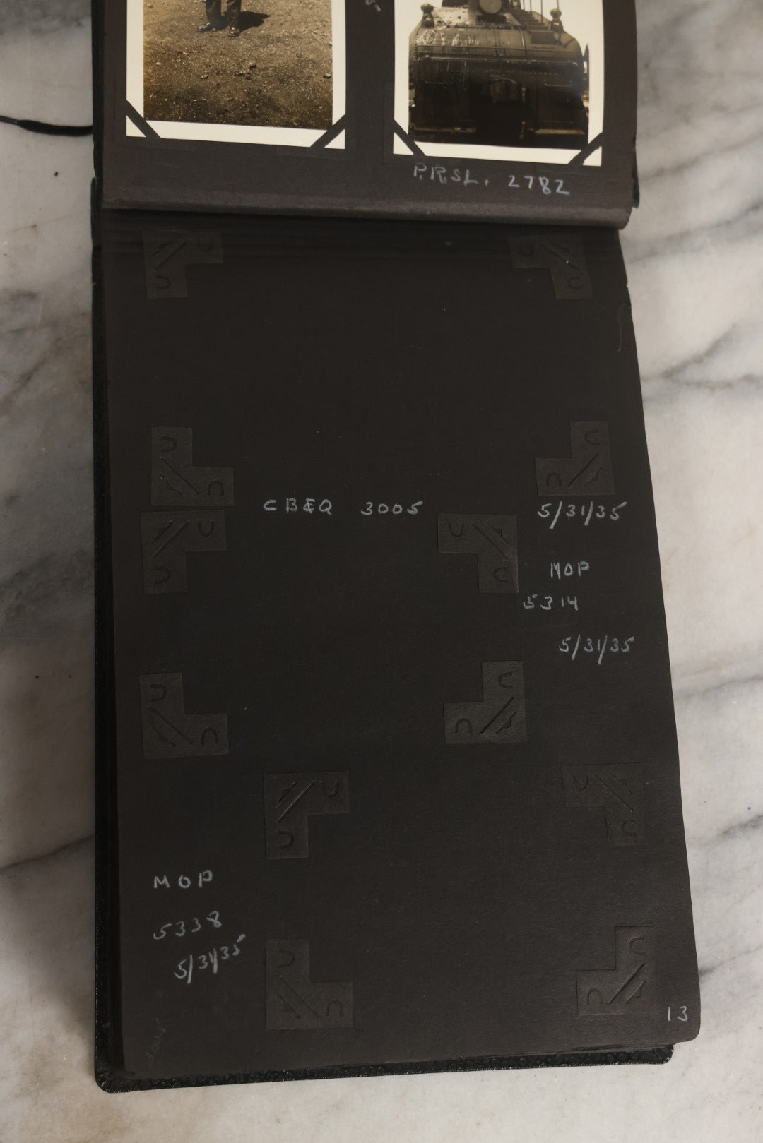 Lot 024 - Extensive Vintage 1934–1936 Snapshot Photograph Album Documenting Locomotives And Trains In The Eastern United States, 200+ Images With Detailed Handwritten Annotations