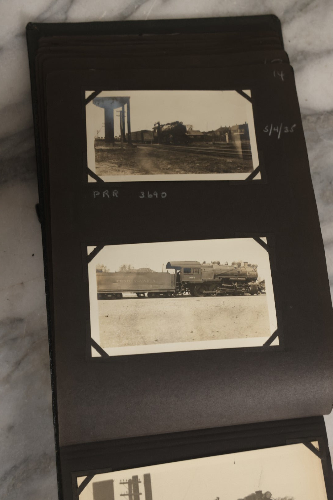 Lot 024 - Extensive Vintage 1934–1936 Snapshot Photograph Album Documenting Locomotives And Trains In The Eastern United States, 200+ Images With Detailed Handwritten Annotations
