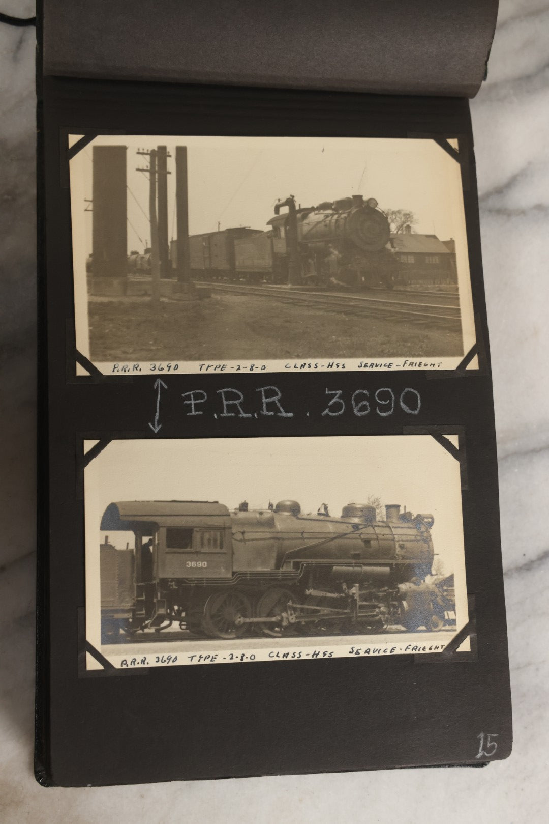 Lot 024 - Extensive Vintage 1934–1936 Snapshot Photograph Album Documenting Locomotives And Trains In The Eastern United States, 200+ Images With Detailed Handwritten Annotations