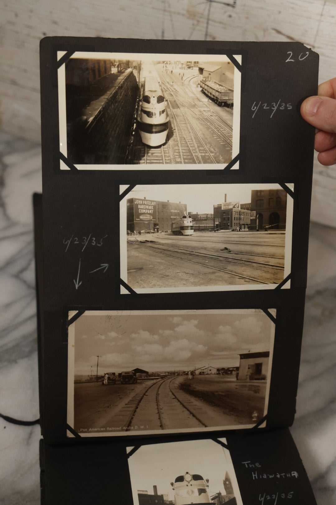 Lot 024 - Extensive Vintage 1934–1936 Snapshot Photograph Album Documenting Locomotives And Trains In The Eastern United States, 200+ Images With Detailed Handwritten Annotations