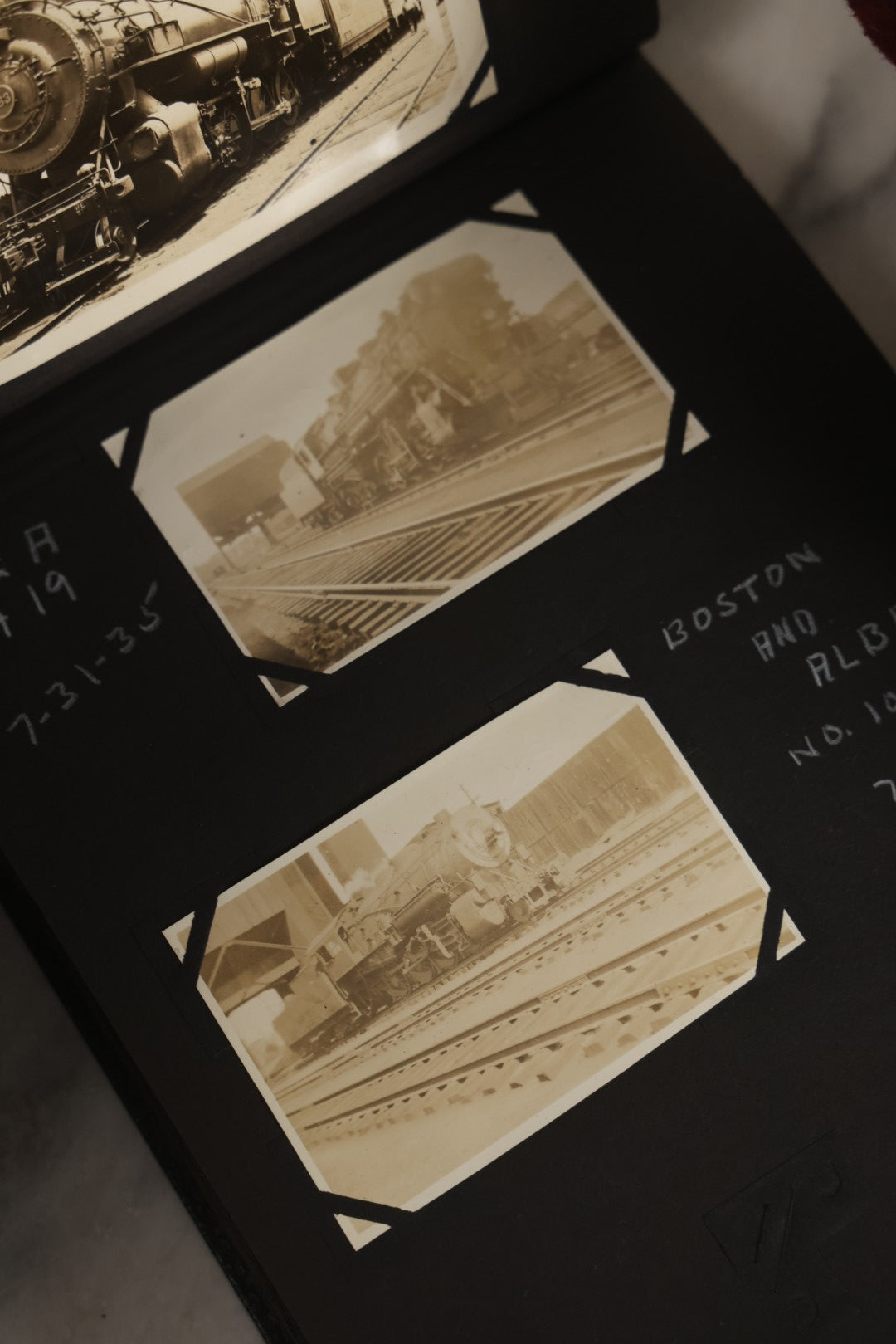 Lot 024 - Extensive Vintage 1934–1936 Snapshot Photograph Album Documenting Locomotives And Trains In The Eastern United States, 200+ Images With Detailed Handwritten Annotations