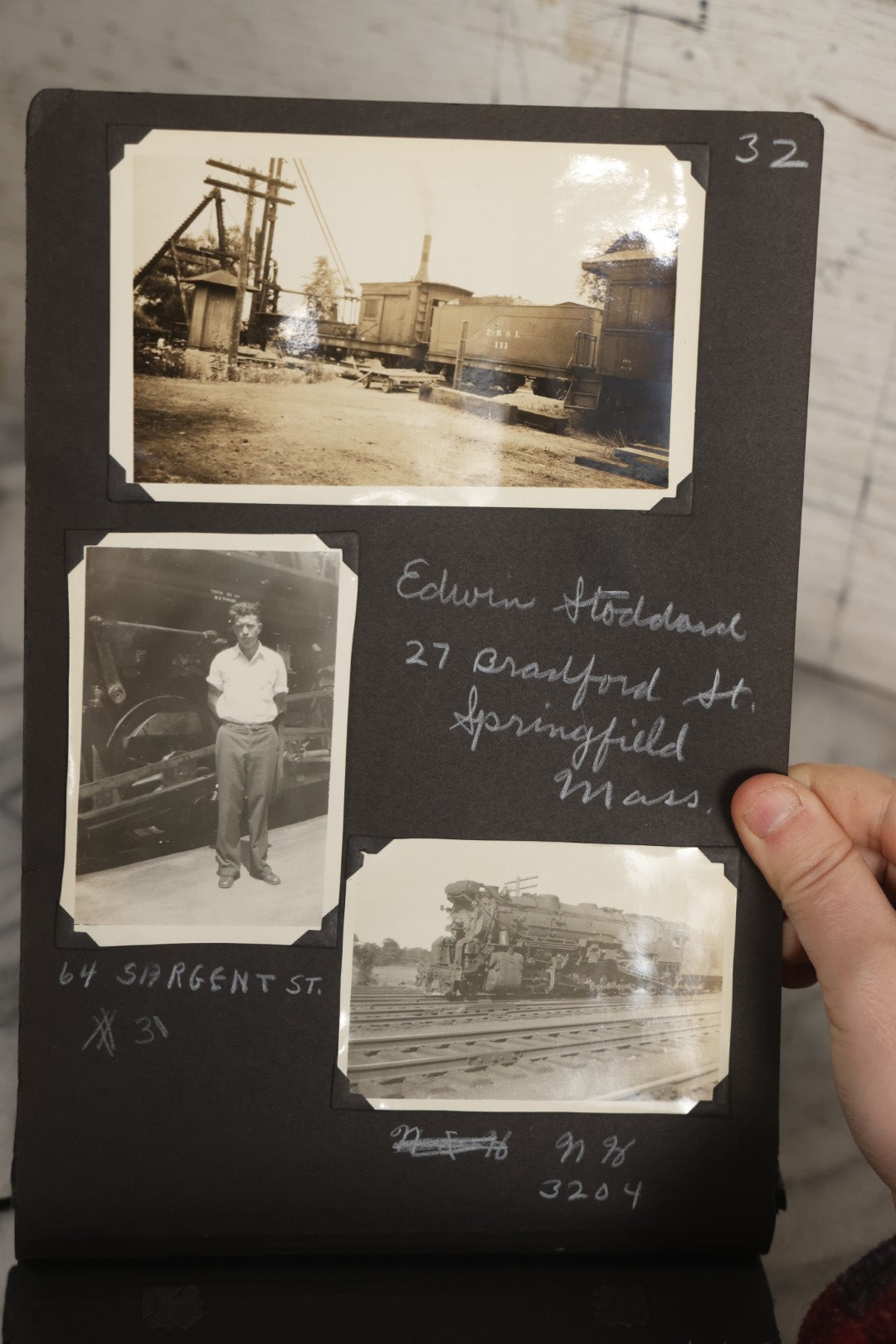 Lot 024 - Extensive Vintage 1934–1936 Snapshot Photograph Album Documenting Locomotives And Trains In The Eastern United States, 200+ Images With Detailed Handwritten Annotations