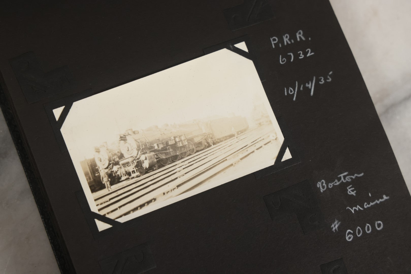 Lot 024 - Extensive Vintage 1934–1936 Snapshot Photograph Album Documenting Locomotives And Trains In The Eastern United States, 200+ Images With Detailed Handwritten Annotations