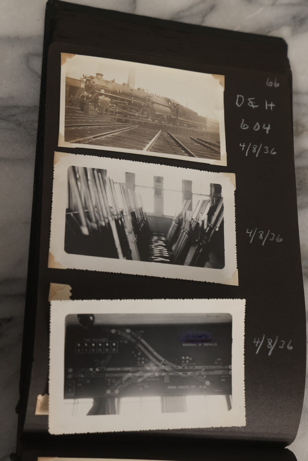 Lot 024 - Extensive Vintage 1934–1936 Snapshot Photograph Album Documenting Locomotives And Trains In The Eastern United States, 200+ Images With Detailed Handwritten Annotations