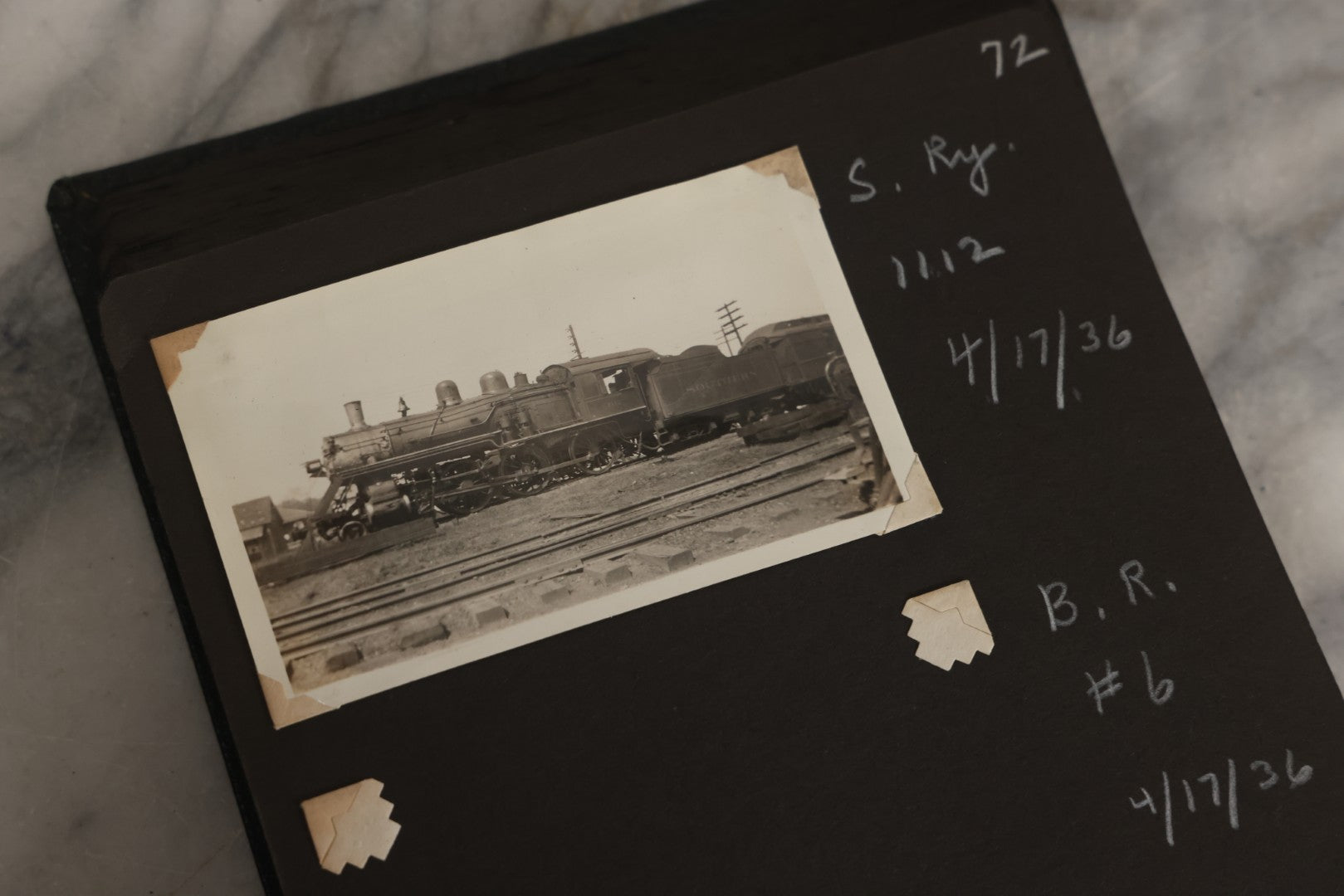 Lot 024 - Extensive Vintage 1934–1936 Snapshot Photograph Album Documenting Locomotives And Trains In The Eastern United States, 200+ Images With Detailed Handwritten Annotations
