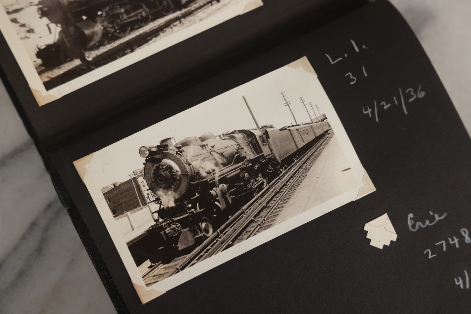 Lot 024 - Extensive Vintage 1934–1936 Snapshot Photograph Album Documenting Locomotives And Trains In The Eastern United States, 200+ Images With Detailed Handwritten Annotations