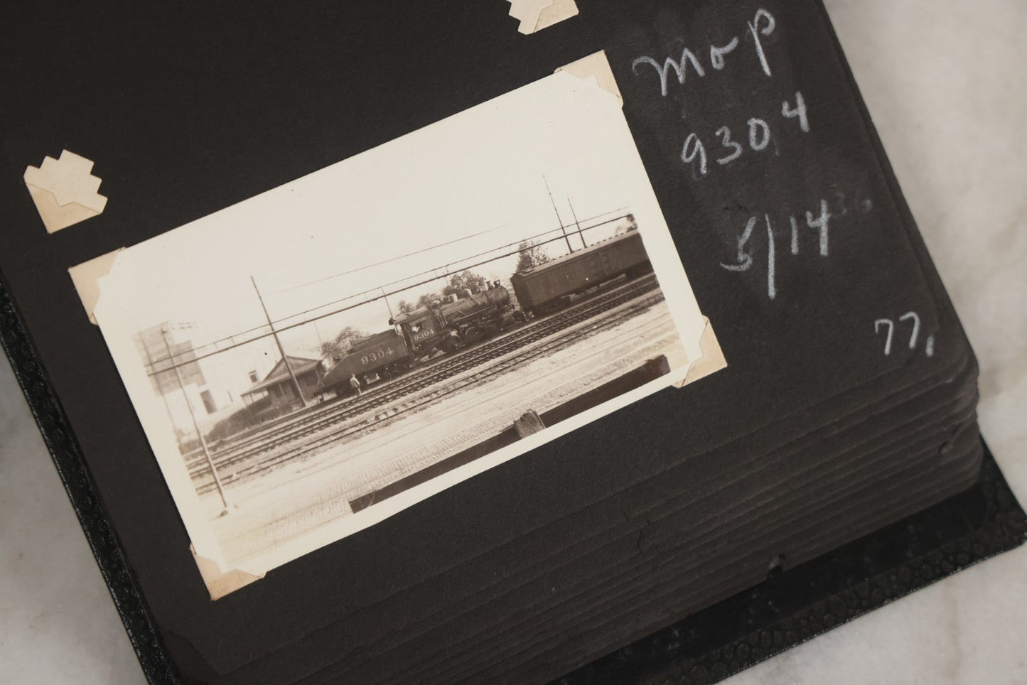 Lot 024 - Extensive Vintage 1934–1936 Snapshot Photograph Album Documenting Locomotives And Trains In The Eastern United States, 200+ Images With Detailed Handwritten Annotations