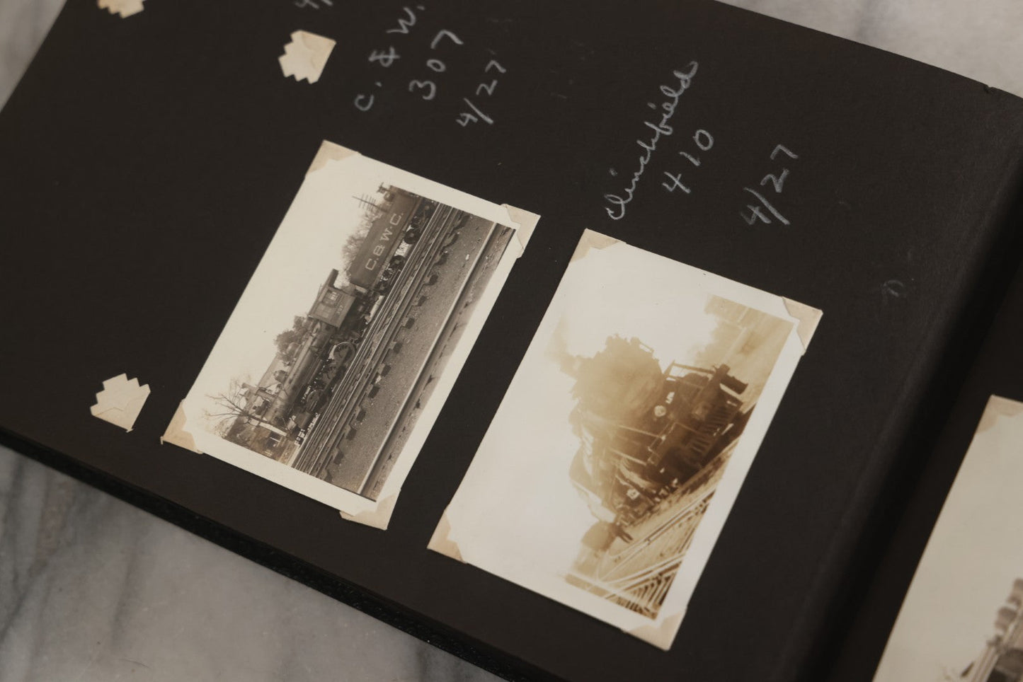 Lot 024 - Extensive Vintage 1934–1936 Snapshot Photograph Album Documenting Locomotives And Trains In The Eastern United States, 200+ Images With Detailed Handwritten Annotations