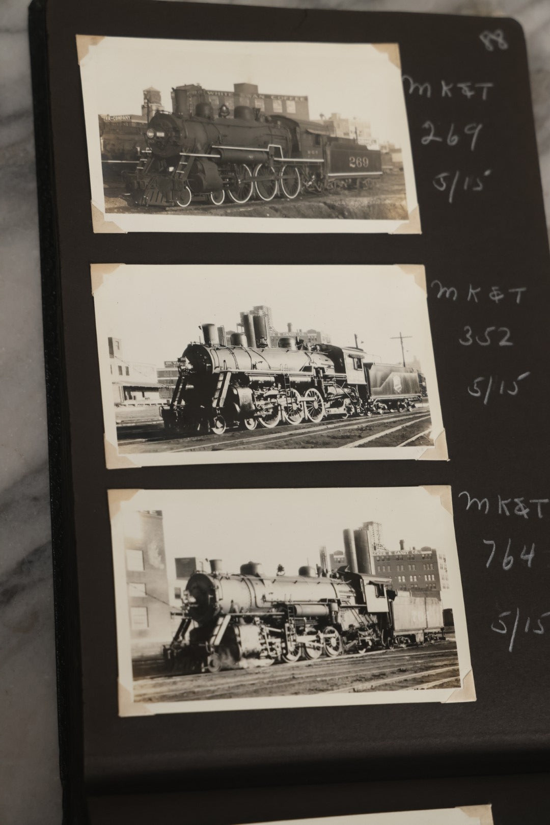 Lot 024 - Extensive Vintage 1934–1936 Snapshot Photograph Album Documenting Locomotives And Trains In The Eastern United States, 200+ Images With Detailed Handwritten Annotations