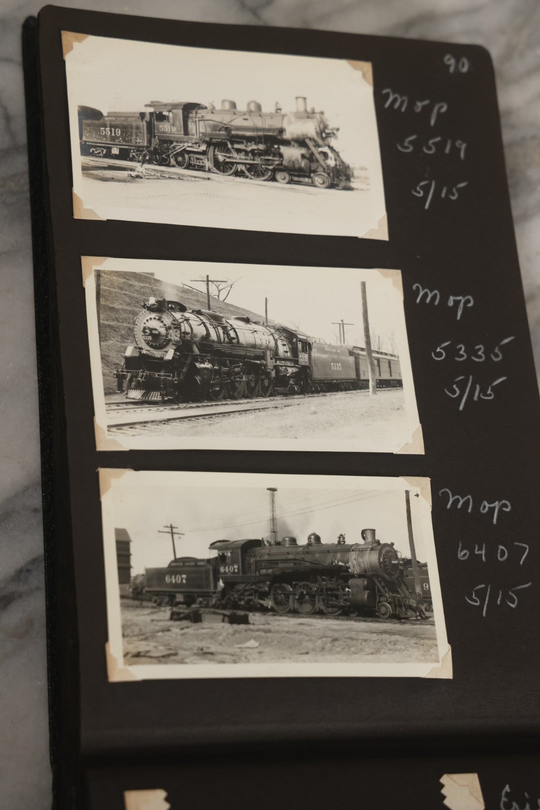 Lot 024 - Extensive Vintage 1934–1936 Snapshot Photograph Album Documenting Locomotives And Trains In The Eastern United States, 200+ Images With Detailed Handwritten Annotations