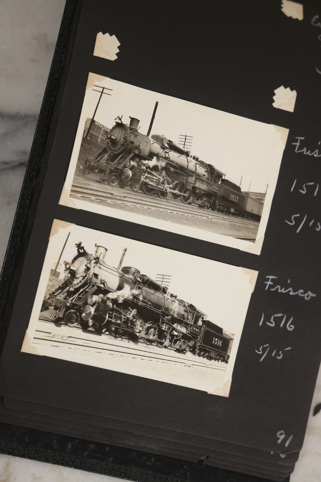 Lot 024 - Extensive Vintage 1934–1936 Snapshot Photograph Album Documenting Locomotives And Trains In The Eastern United States, 200+ Images With Detailed Handwritten Annotations