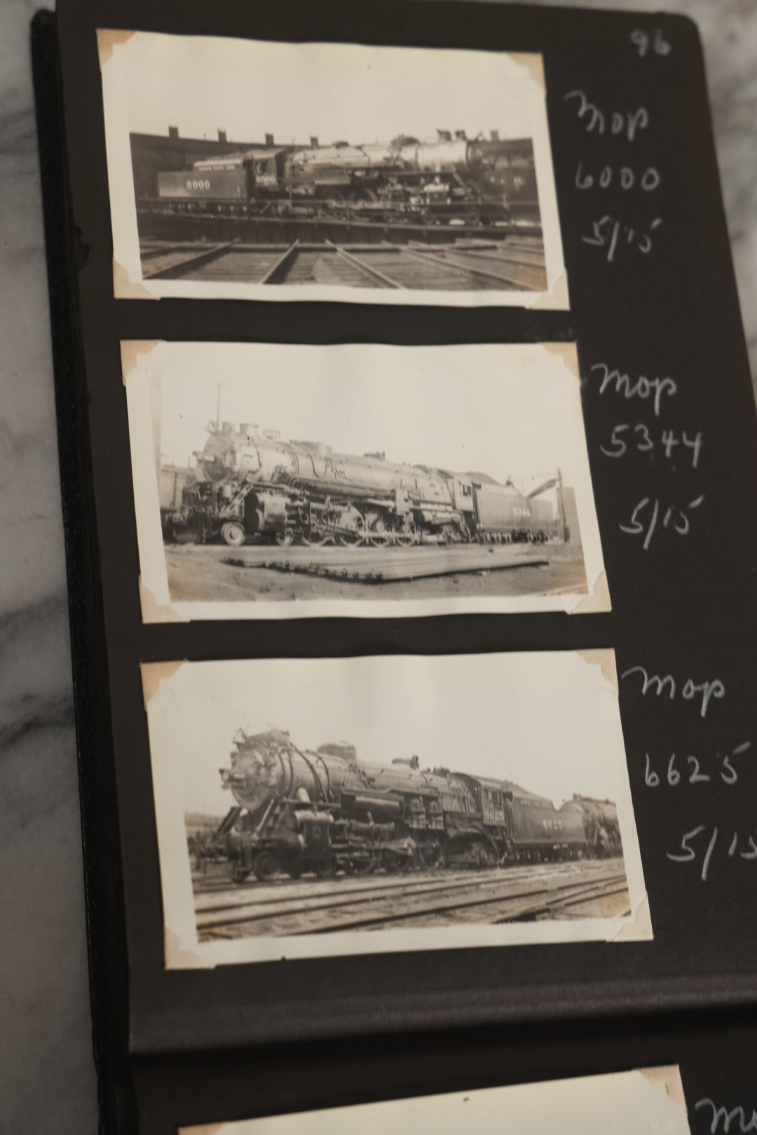 Lot 024 - Extensive Vintage 1934–1936 Snapshot Photograph Album Documenting Locomotives And Trains In The Eastern United States, 200+ Images With Detailed Handwritten Annotations