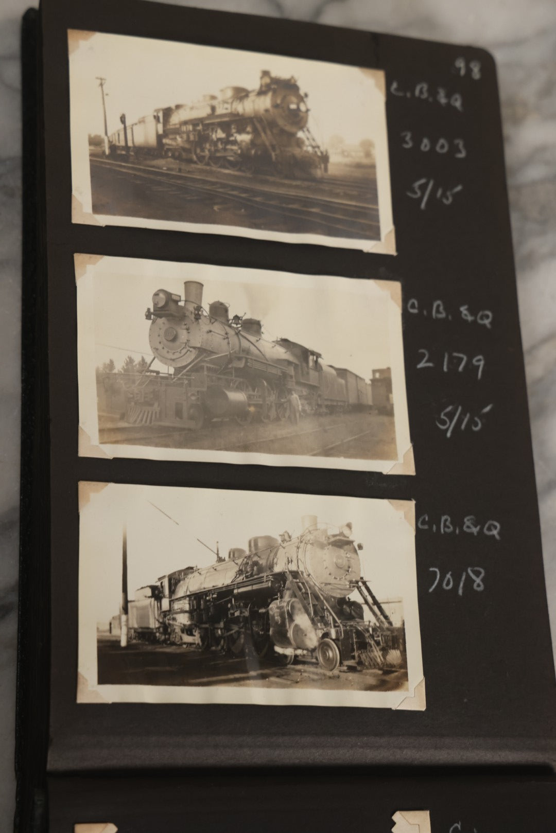 Lot 024 - Extensive Vintage 1934–1936 Snapshot Photograph Album Documenting Locomotives And Trains In The Eastern United States, 200+ Images With Detailed Handwritten Annotations