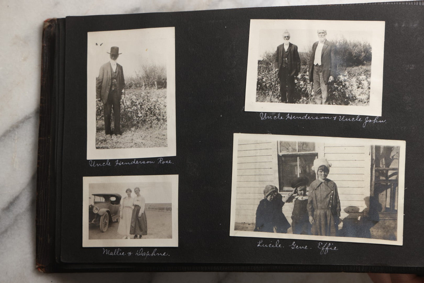 Lot 025 - Antique Snapshot Photo Album Gifted To Zella On Christmas 1916 With 1750+ Photos Of Midwest And Western Scenes Including Telluride & Greeley Colorado, Farm Life, Animals, Automobiles, Oil Wells, Early Aviation, And WWI Soldiers, 1916–1920