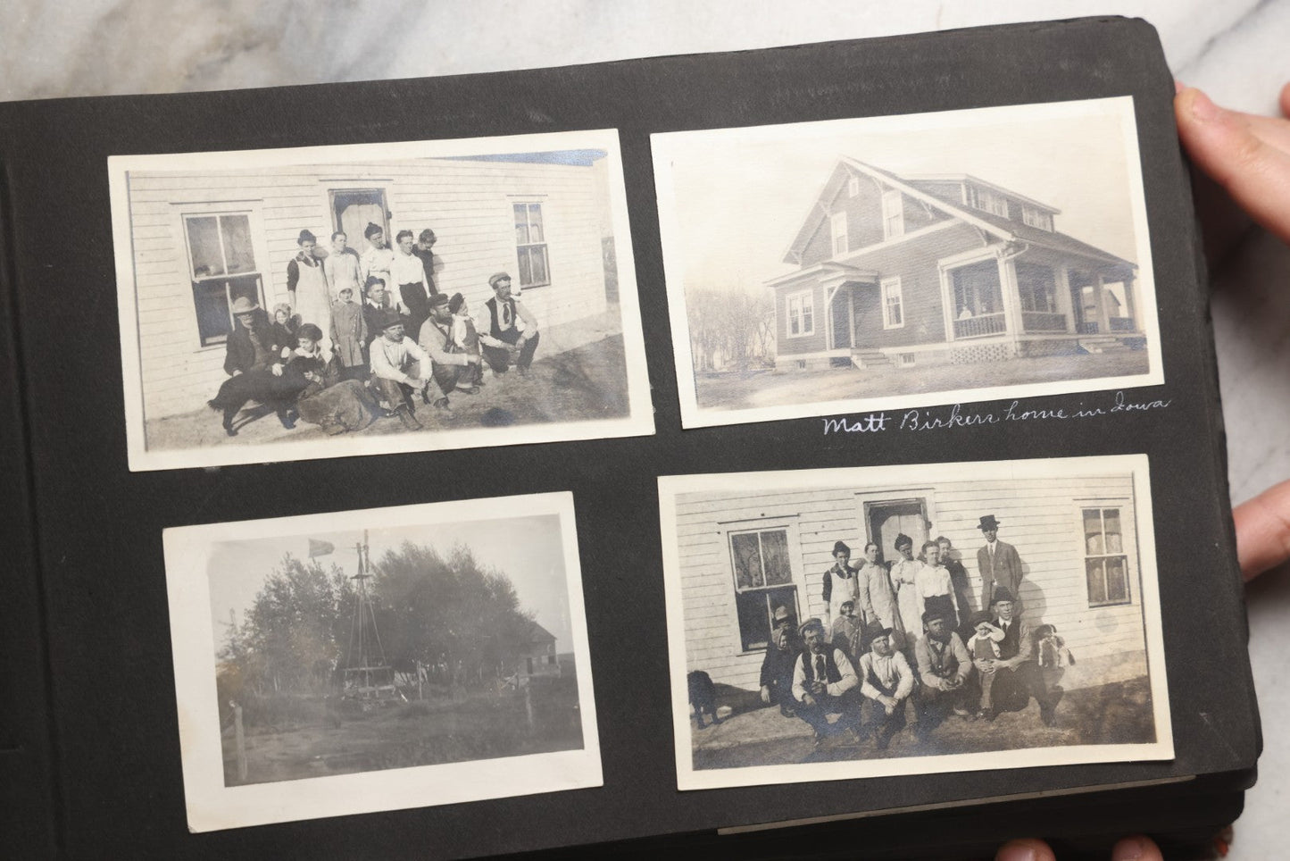 Lot 025 - Antique Snapshot Photo Album Gifted To Zella On Christmas 1916 With 1750+ Photos Of Midwest And Western Scenes Including Telluride & Greeley Colorado, Farm Life, Animals, Automobiles, Oil Wells, Early Aviation, And WWI Soldiers, 1916–1920